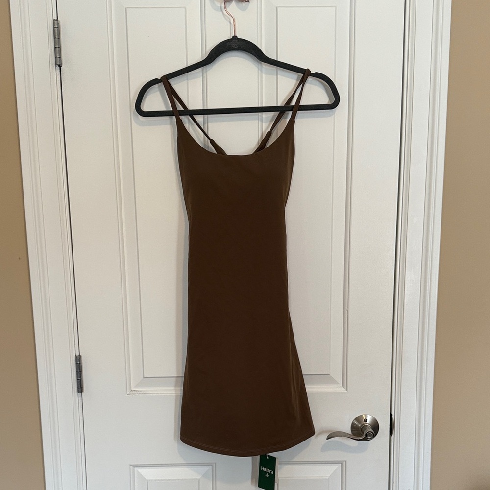 Halara Softlyzero Plush Brown Strappy Athletic Dress